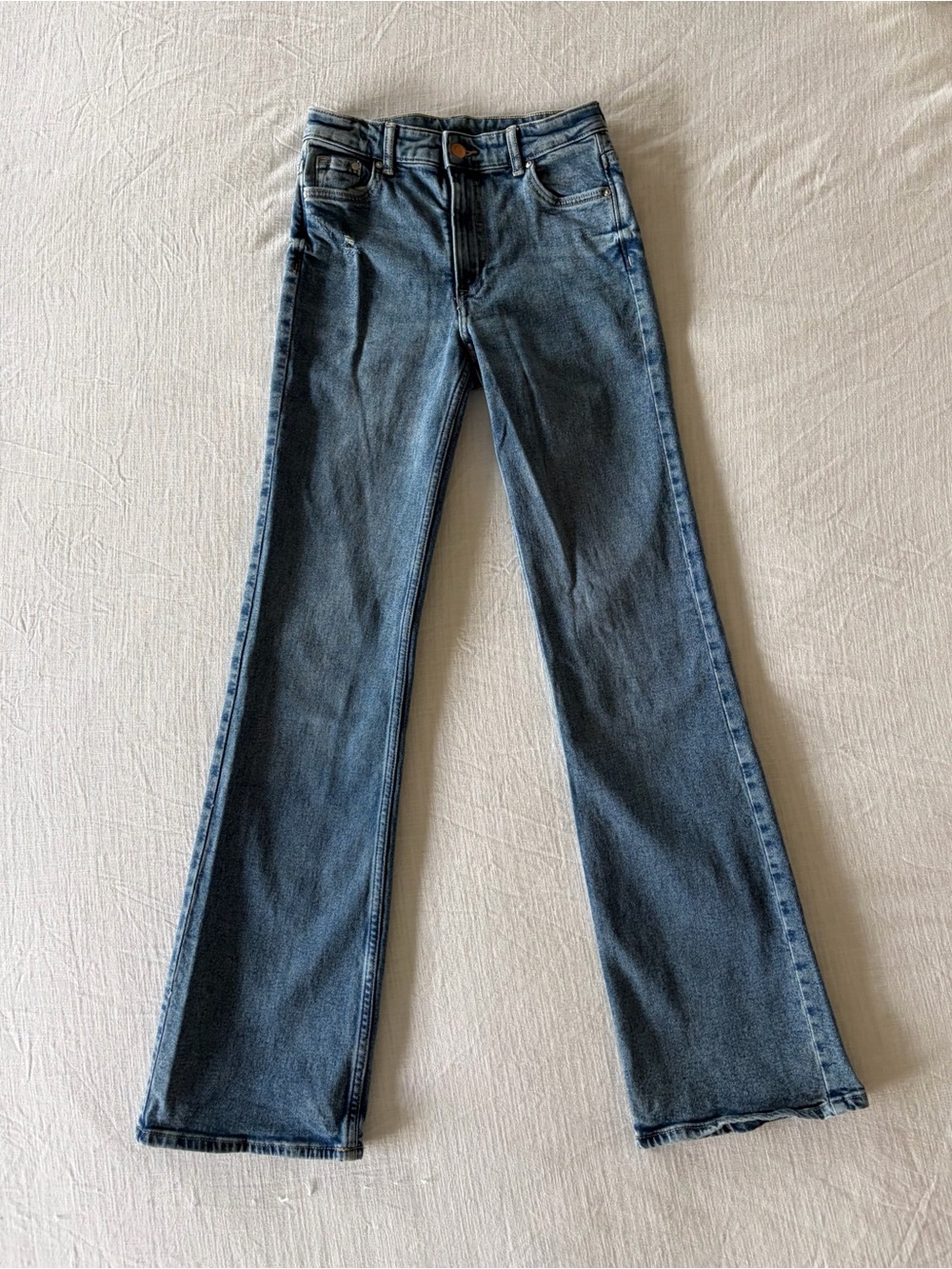 H&M High Rise Boot-Cut Jeans, medium marble wash